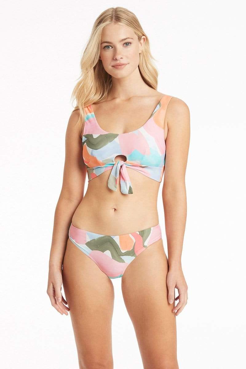 Printed Mid Rise Bikini Bottom