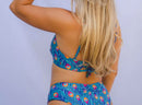 peacock print high waisted bikini bottoms 