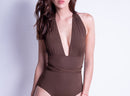 Brown Reversible Plunging One Piece
