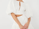 white keyhole front puff sleeve crop top