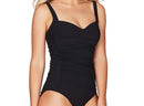 Ribbed Black Twist Front Tankini