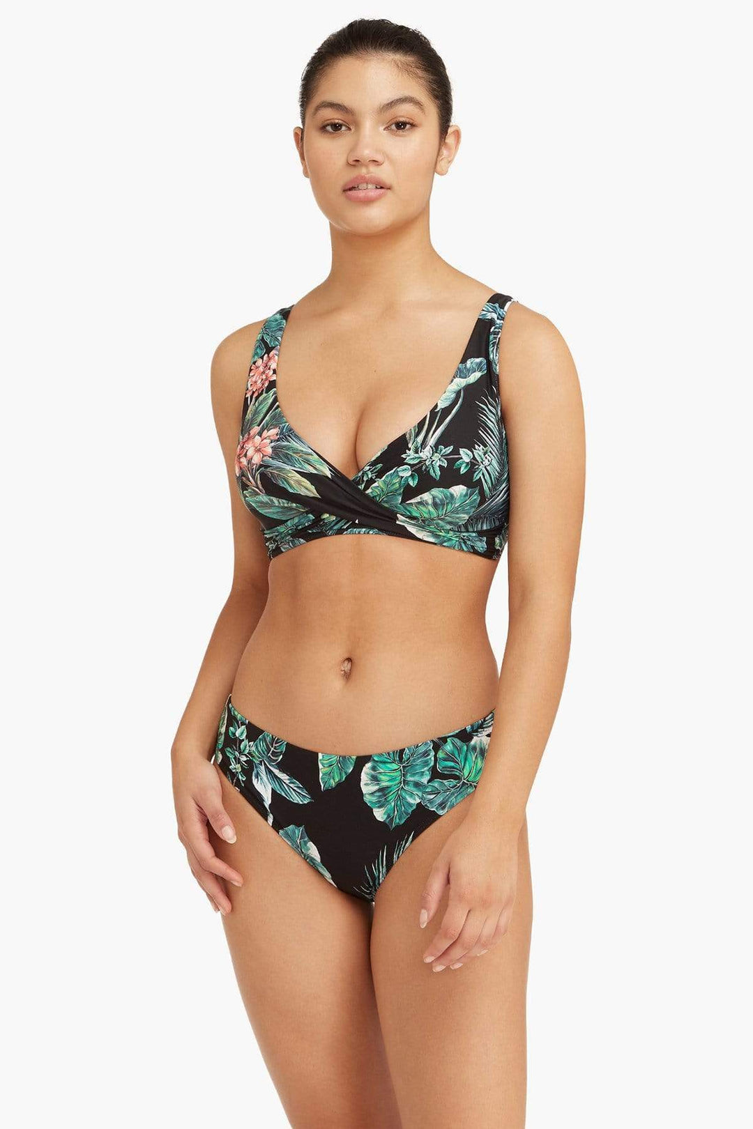 Tropical Print Cross Front Bikini Top