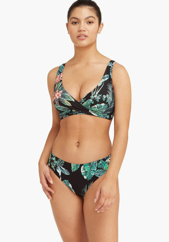 Tropical Print Cross Front Bikini Top