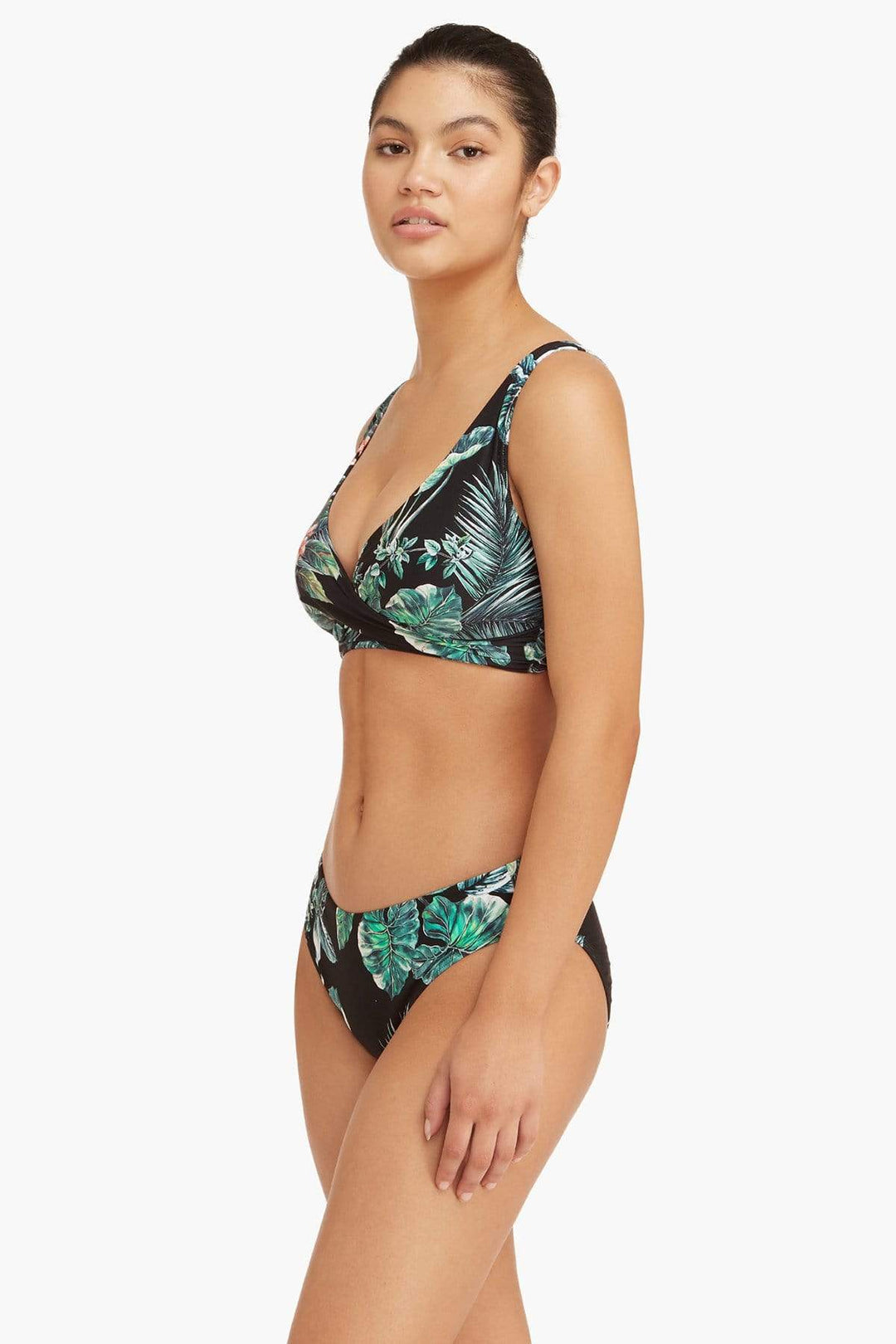 Tropical Print Cross Front Bikini Top