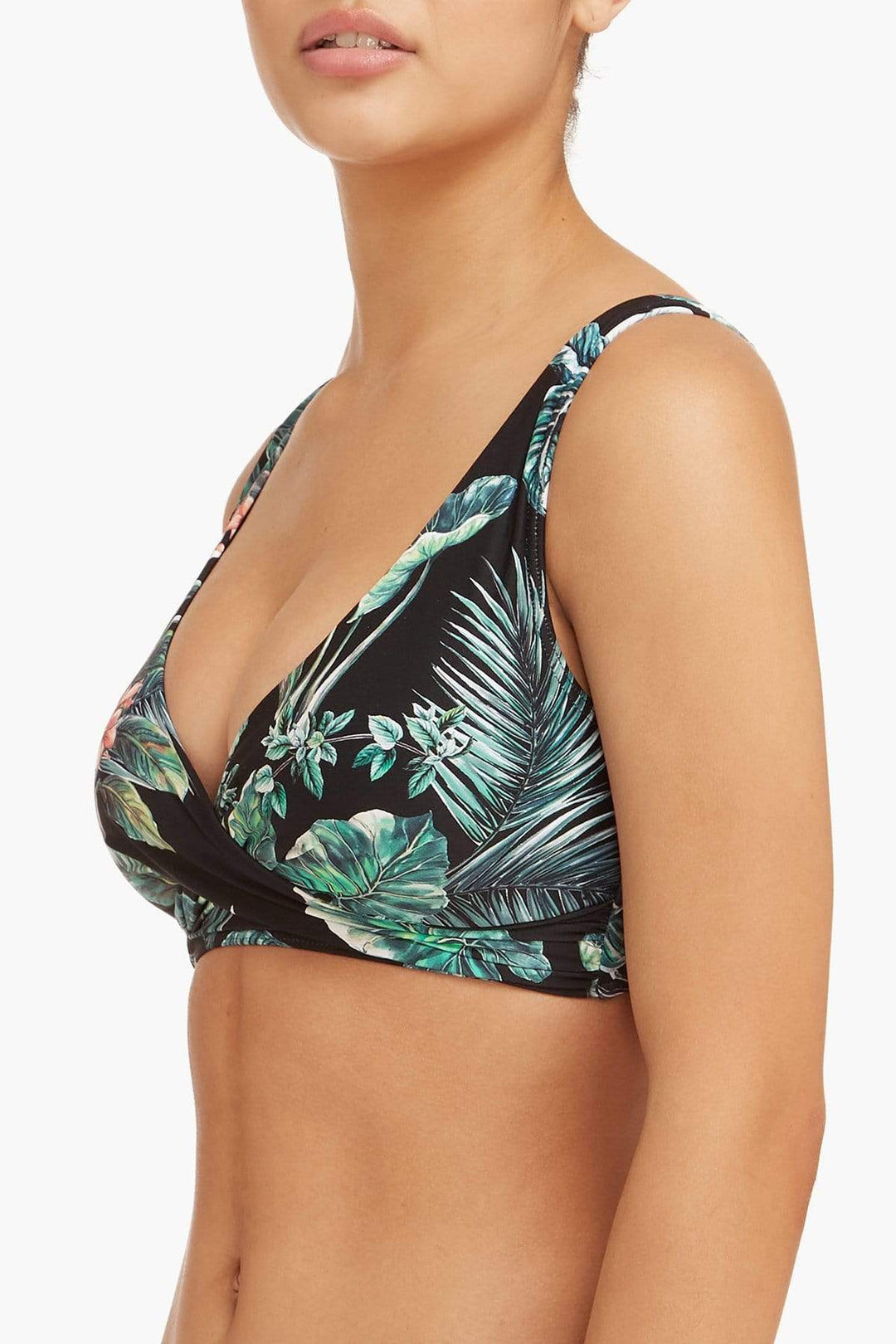 Tropical Print Cross Front Bikini Top