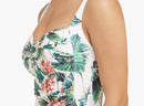 Tropical Print Twist Front One Piece 