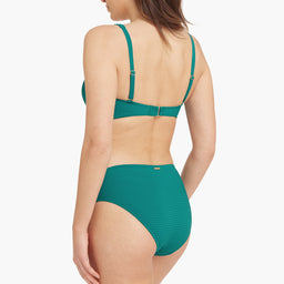 Green Textured Full Coverage Bikini Bottom