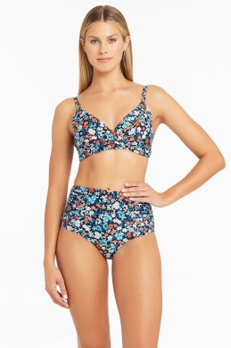 Flower Print High Waisted Bikini Bottom