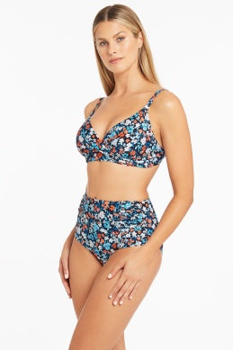 Flower Print High Waisted Bikini Bottom