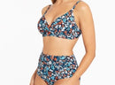 Flower Print High Waisted Bikini Bottom