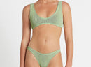 Lurex Detailed Scoopneck Mint Bikini Top