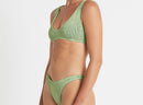 Lurex Detailed Scoopneck Mint Bikini Top