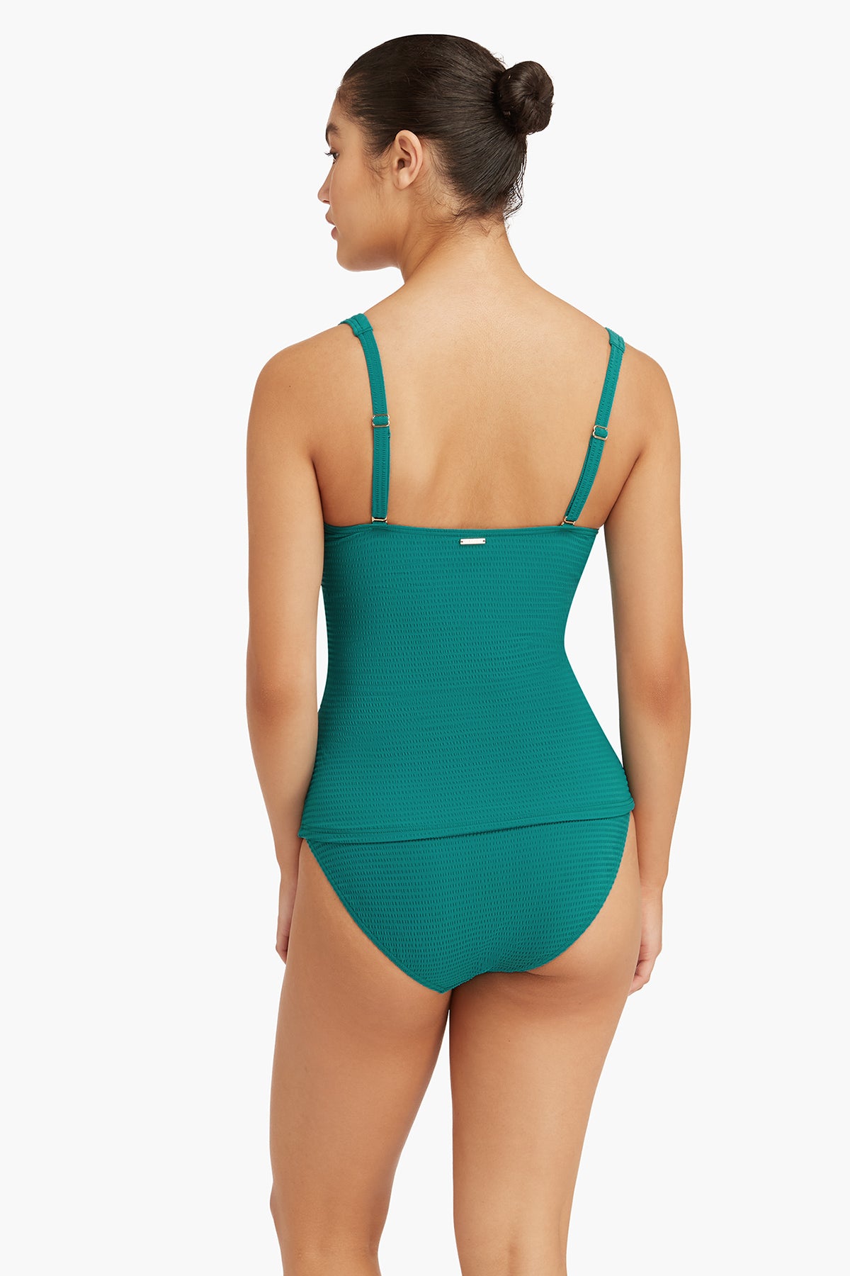 Bright Textured Cross Front Tankini Top