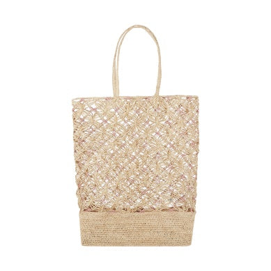 Open Knit Pink Detailed Tote Bag