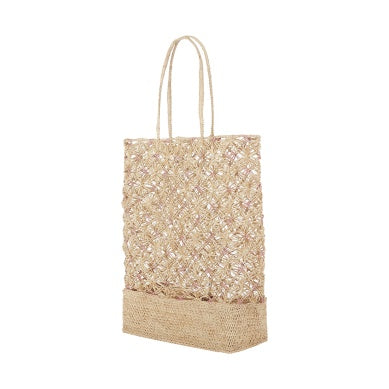 Open Knit Pink Detailed Tote Bag