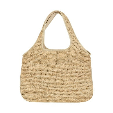 Leather Detailed Raffia Tote Bag