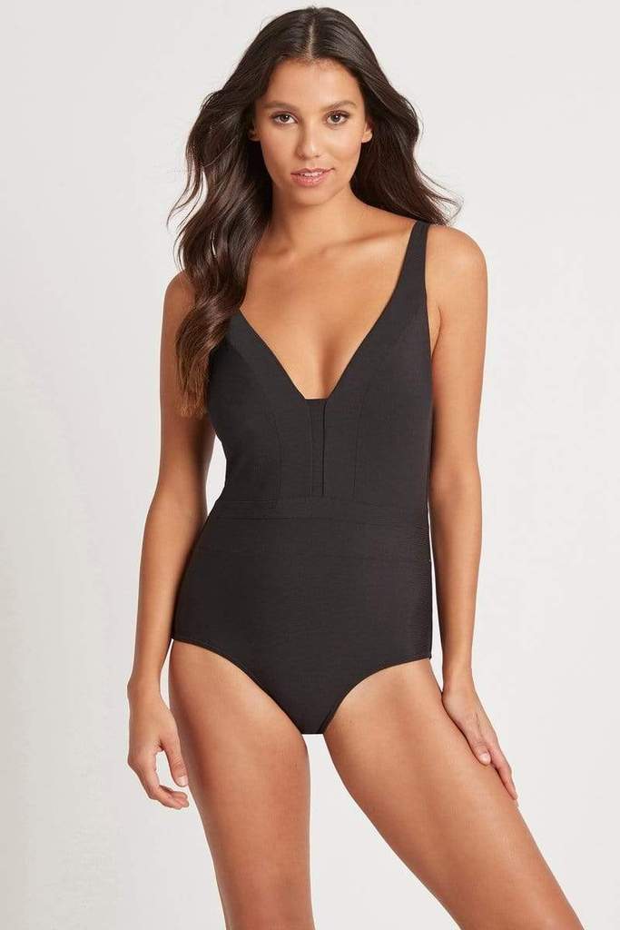 Black Ribbed One Piece 