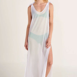 white mesh maxi tank dress