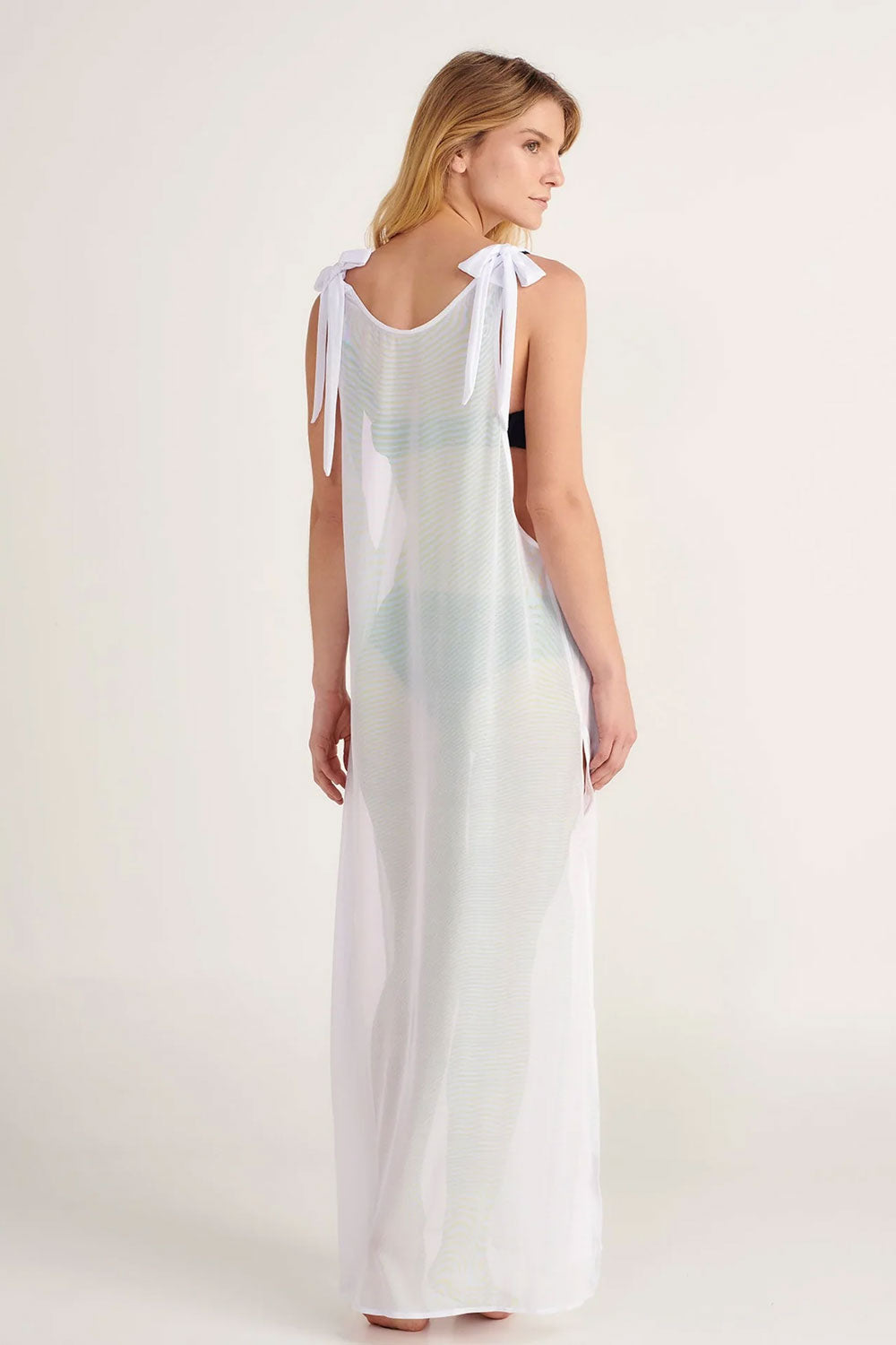 white mesh maxi tank dress