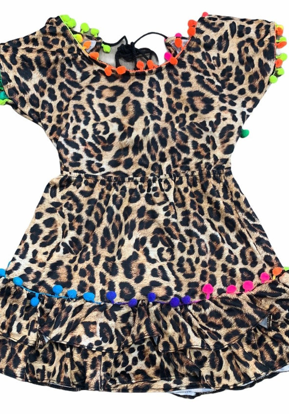 Ruffled Leopard Print Kid's Dress