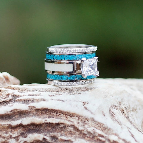 Antler Rings for Women | Turquoise Stacking Bands