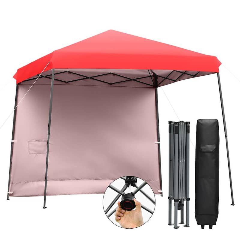 10 ft. x 10 ft. Pop Up Tent Slant Leg Canopy with Detachable Side Wall in Red