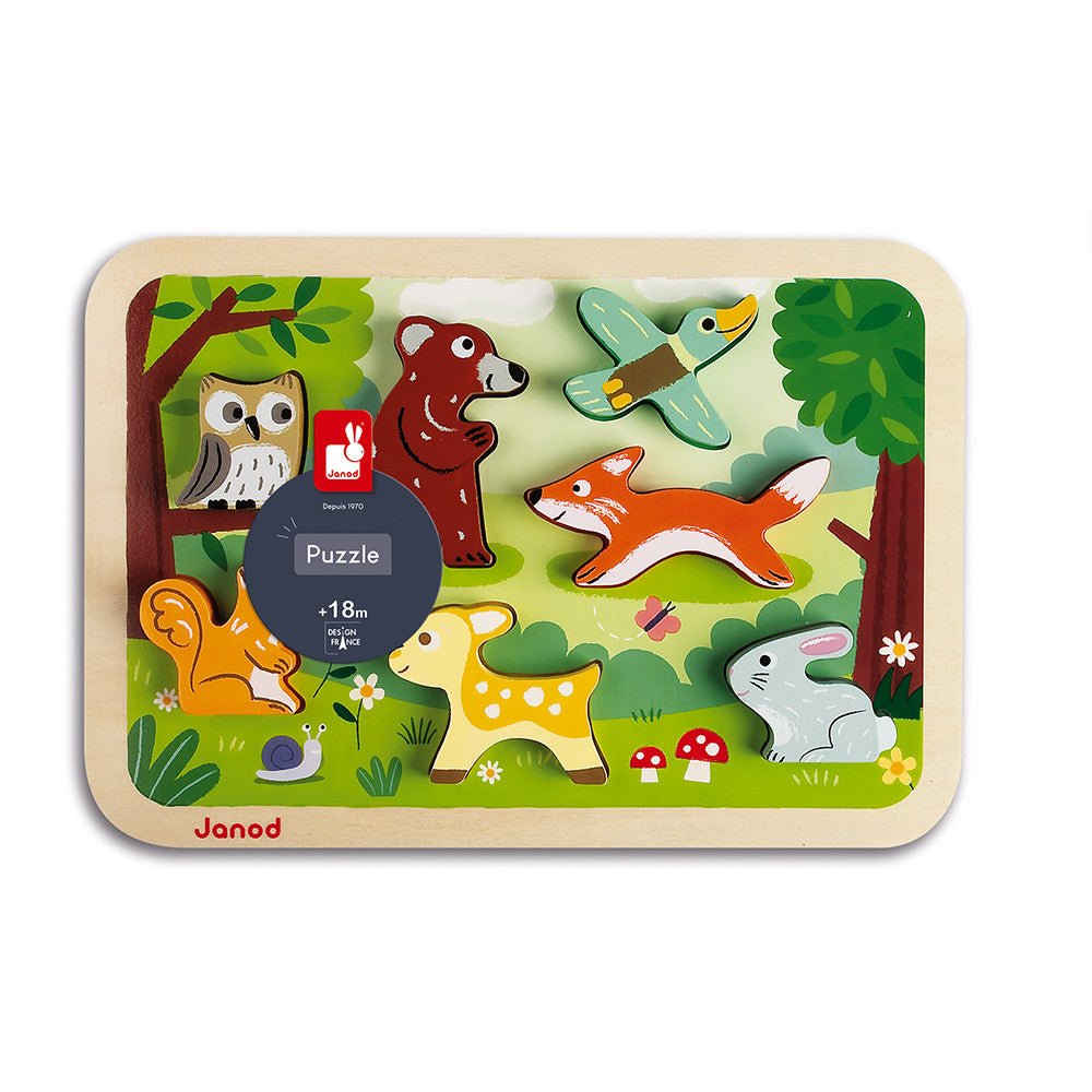 Janod Tactile Puzzle Forest Animals 20 Pieces Multicolor