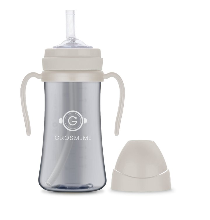 Grosmimi PPSU Straw Cup with Flip Top & Weight - 6oz (200ml) Bear_Butter