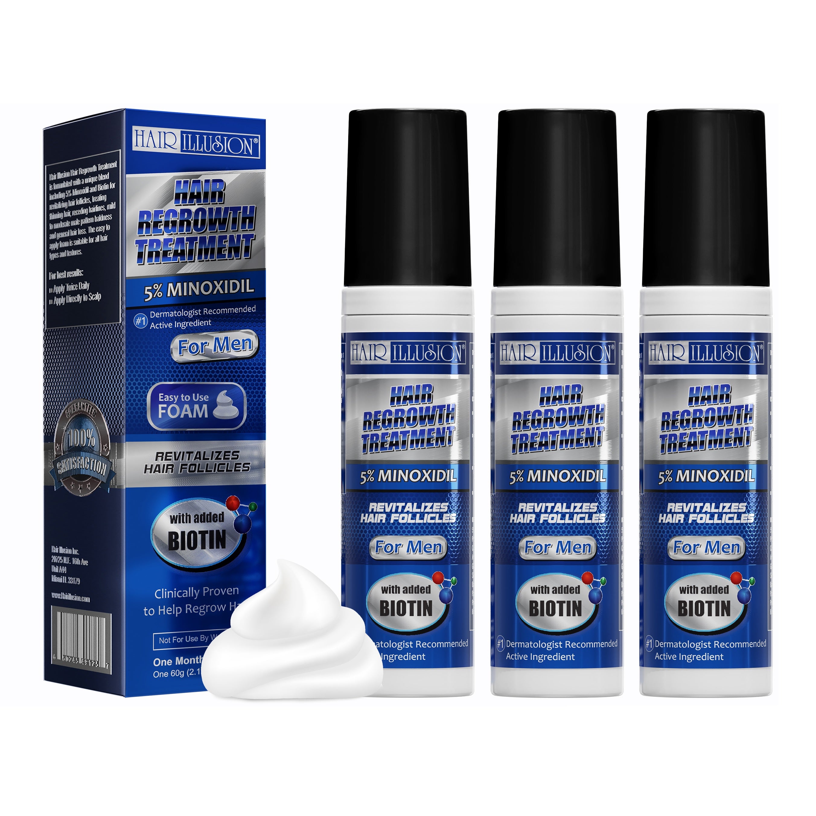 Minoxidil (Rogaine) 5% Men's Hair Regrowth Foam (Pack of 3) - Hair Illusion product image