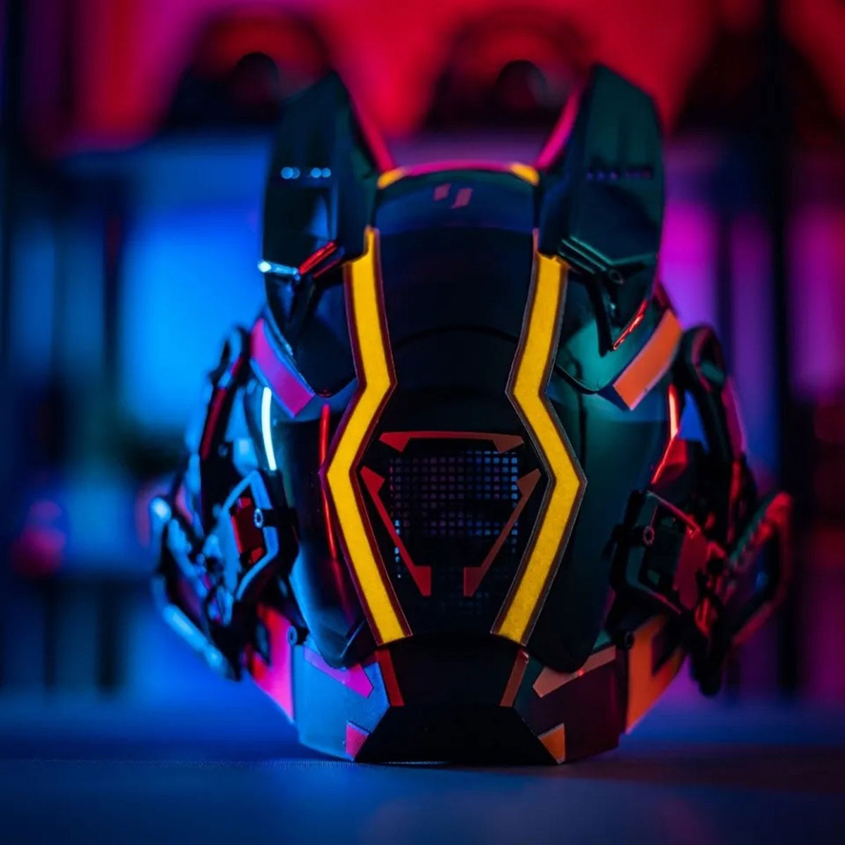 JAUPTO PipeHair CyberPunk Mask Helmet,LED Light Futuristic Techwear Ma