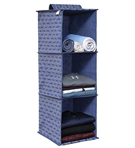 MAX Houser 4-Shelf Hanging Closet Organizer, Space Saver, Cloth Hanging  Shelves with 2 Side Pockets, Foldable (Beige)