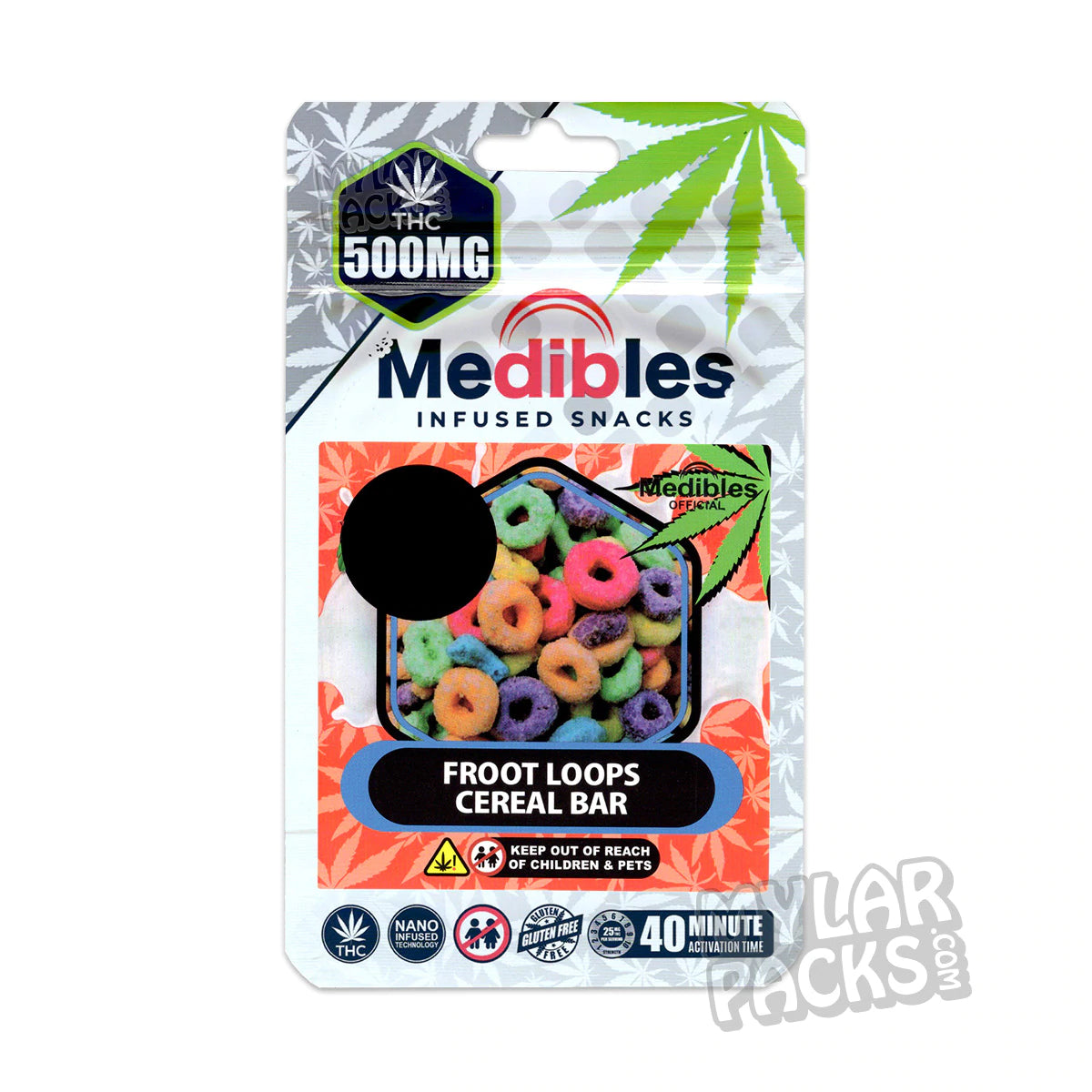 Medibles Froot Loops Cereal Bar 500mg Empty Edibles Mylar Bags