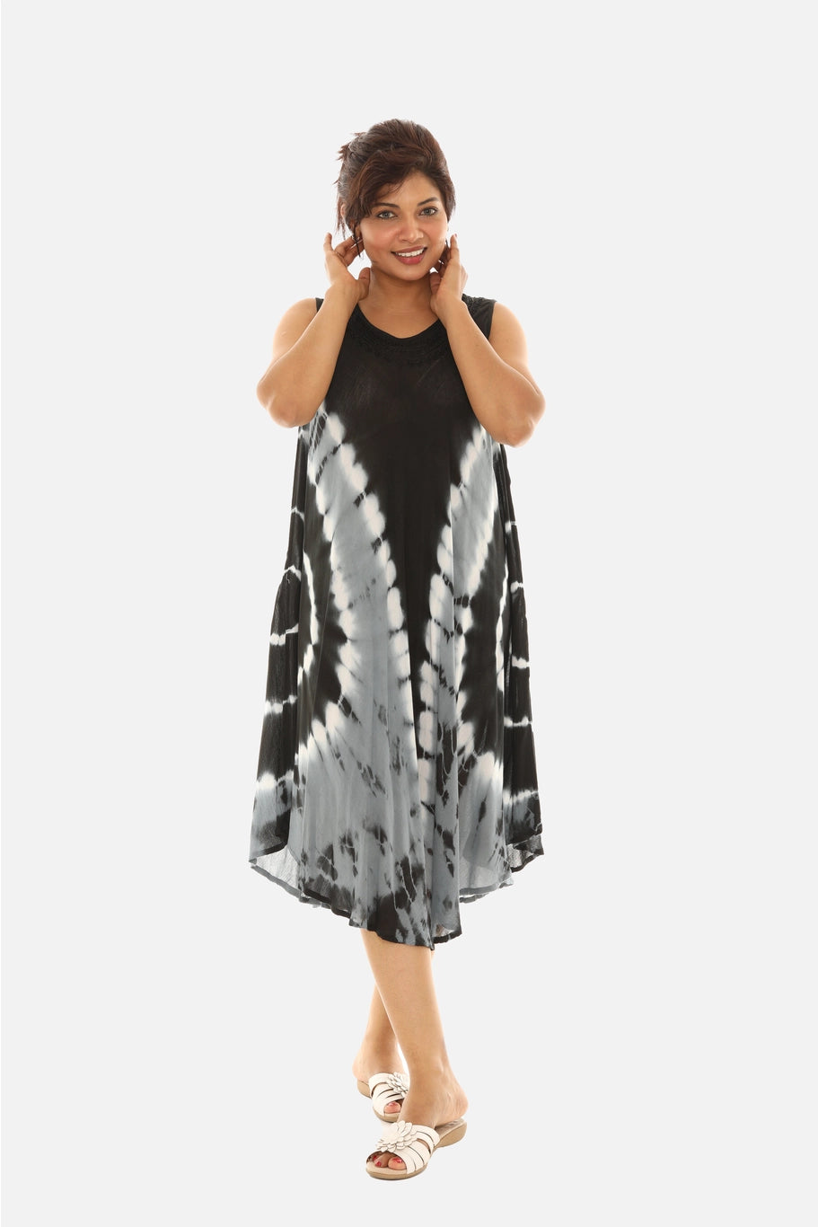 Black Gray Tie Dye Dress
