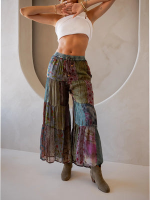 Retro Revival Patchwork Pants Grey - the boho hippie hut