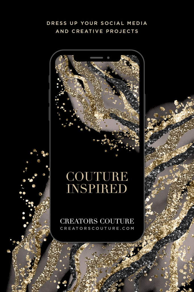 couture inspired digital background gold luxe glitter black