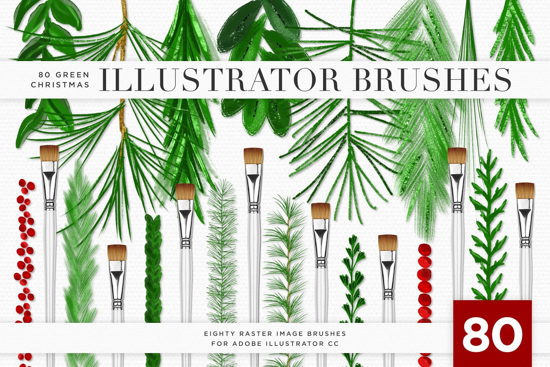 Christmas Winter Greenery Illustrated Brushes For Adobe Illustrator Creators Couture