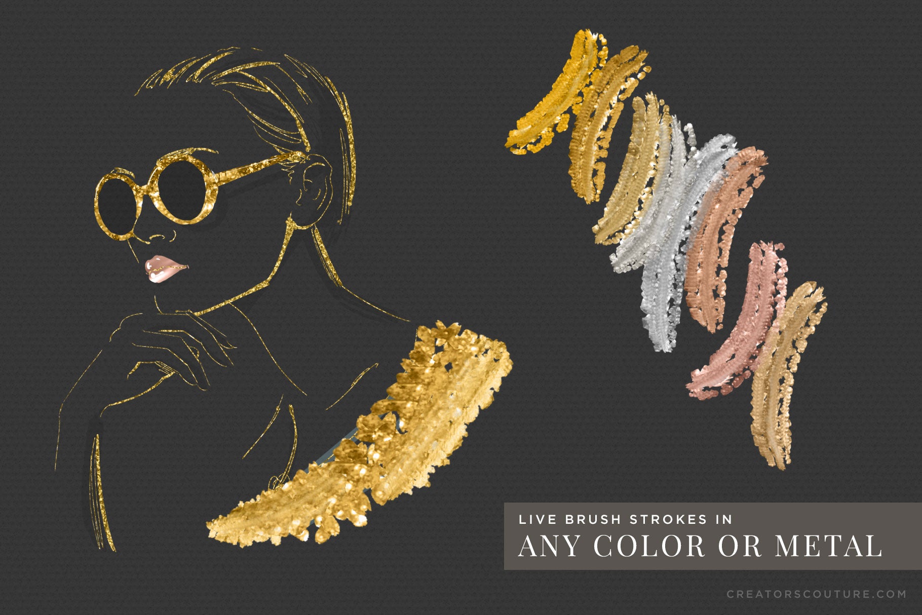 metallic gold brush strokes Photoshop brushes