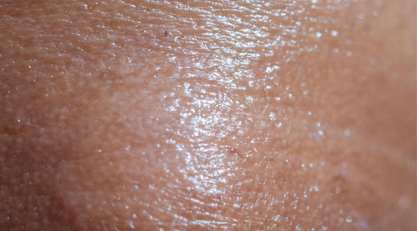 Oily skin texture close up