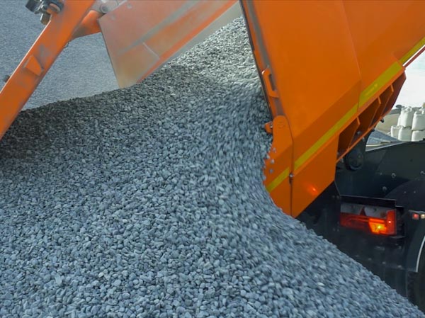 Gravel being unloaded