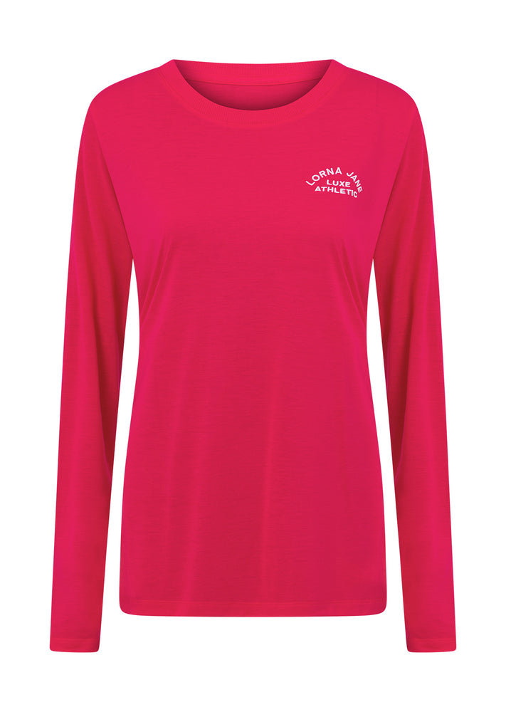 Lorna Jane Lotus Long Sleeve Top - Neon Raspberry Image # 6