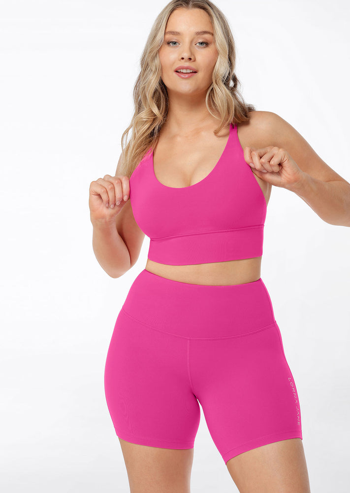 Lorna Jane Lotus Longline Sports Bra - Bright Pink Image # 3