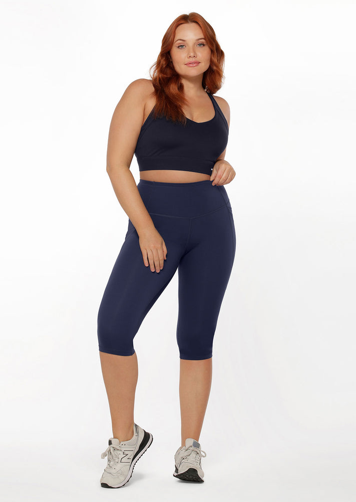Lorna Jane Distance Stomach Support Phone Pocket 3/4 Leggings - Marine Image # 4