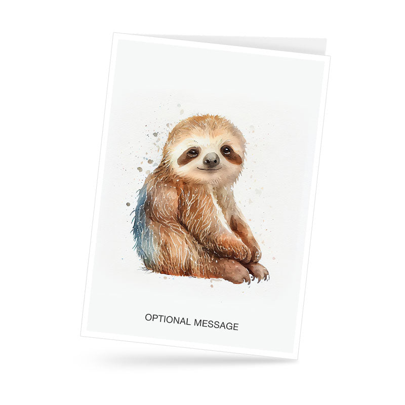 Cute Watercolour Sloth Greetings Card for Friends and Family
