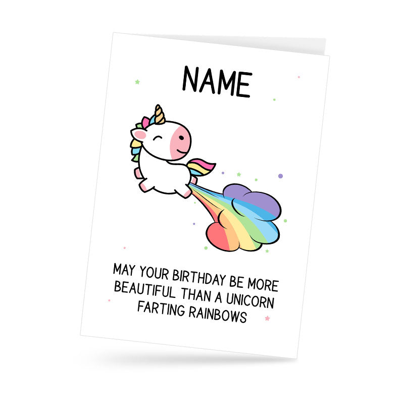 Personalised As Beautiful as Unicorn Farts Birthday Card
