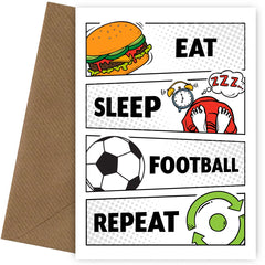 Eat Sleep Football Repeat Card