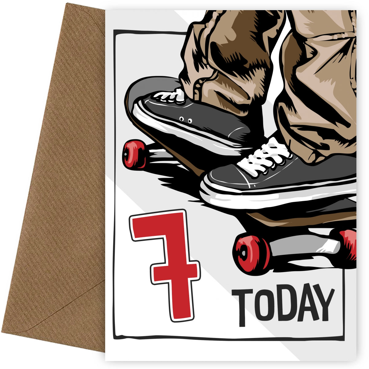 Skateboarding 7th Birthday Card Boy - 7 Today - Skateboard Son Grandson Nephew