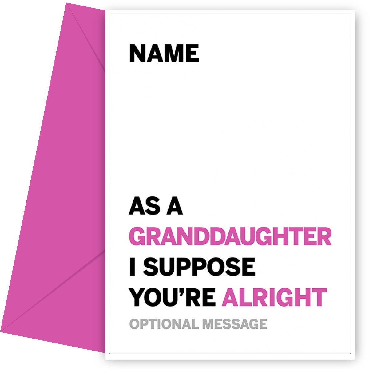 Personalised Alright Granddaughter Card