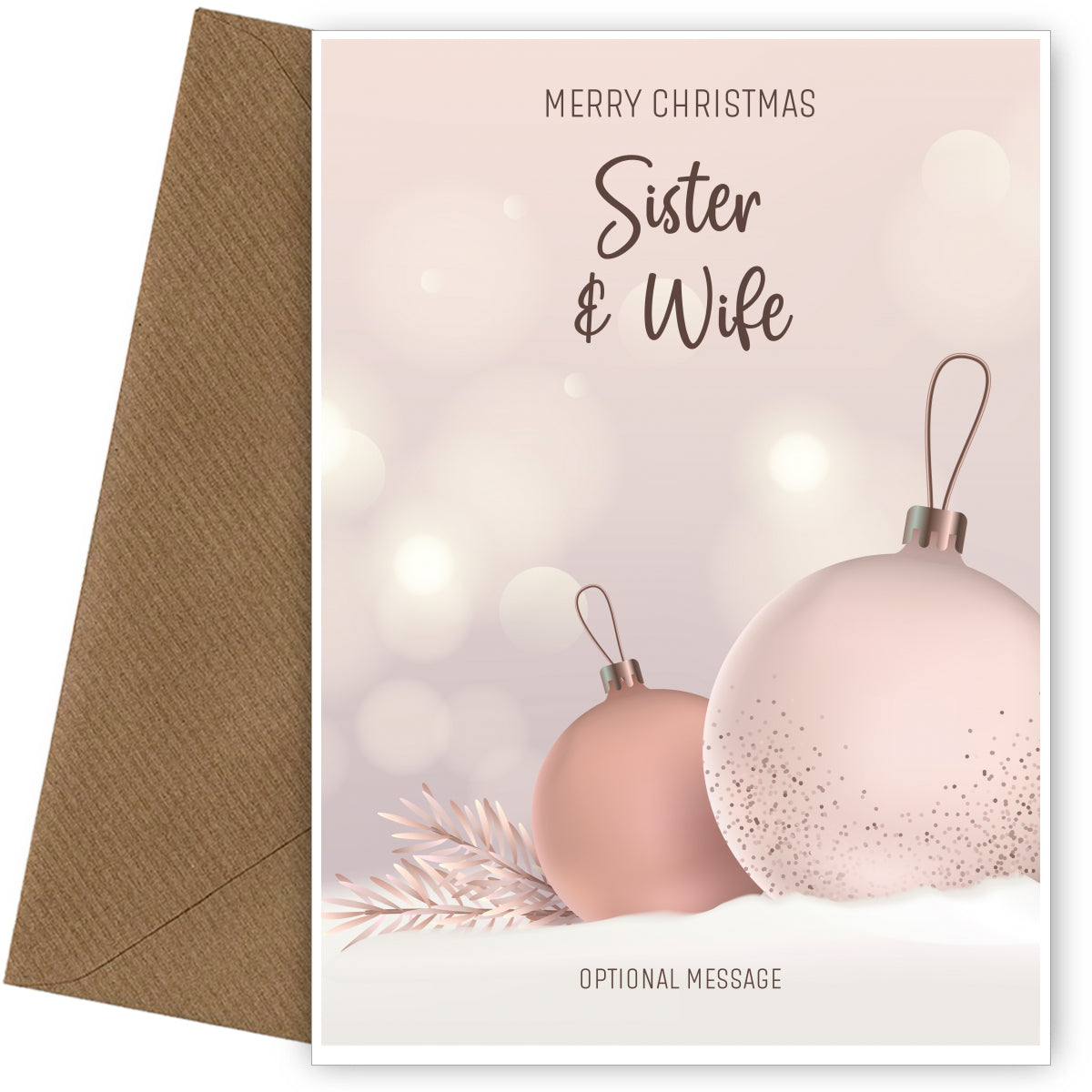 Sister and Wife Christmas Card - Baubles