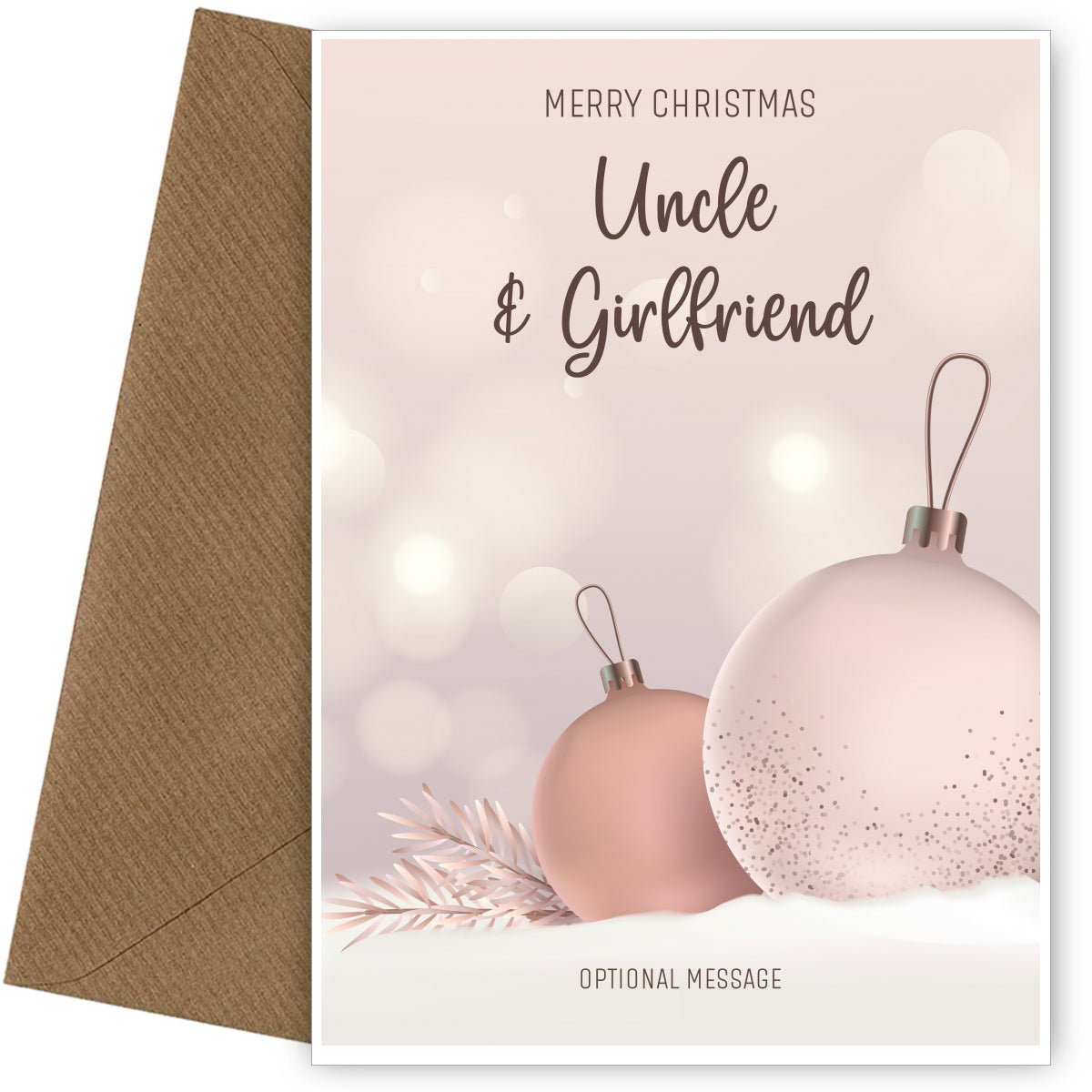 Uncle and Girlfriend Christmas Card - Baubles