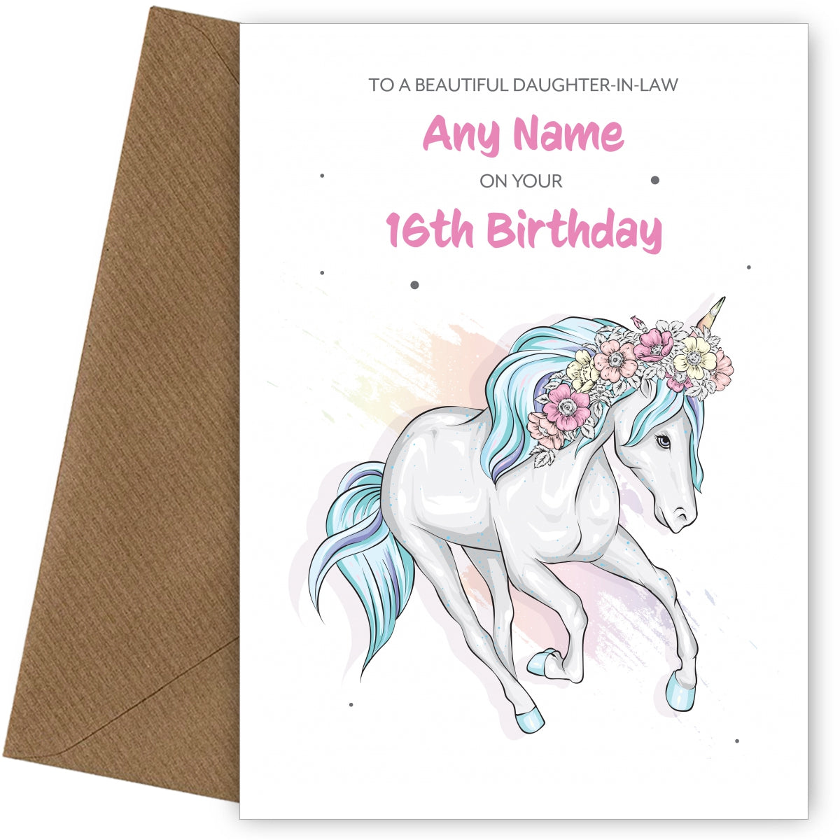 16th Birthday Card for Daughter-in-law - Beautiful Unicorn